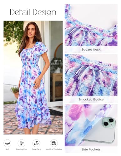 Image of GRACE KARIN Womens Summer Floral Maxi Dress 2026 Flowy Wedding Guest Dress A Line Boho Dresses Fashion Clothing with Pockets