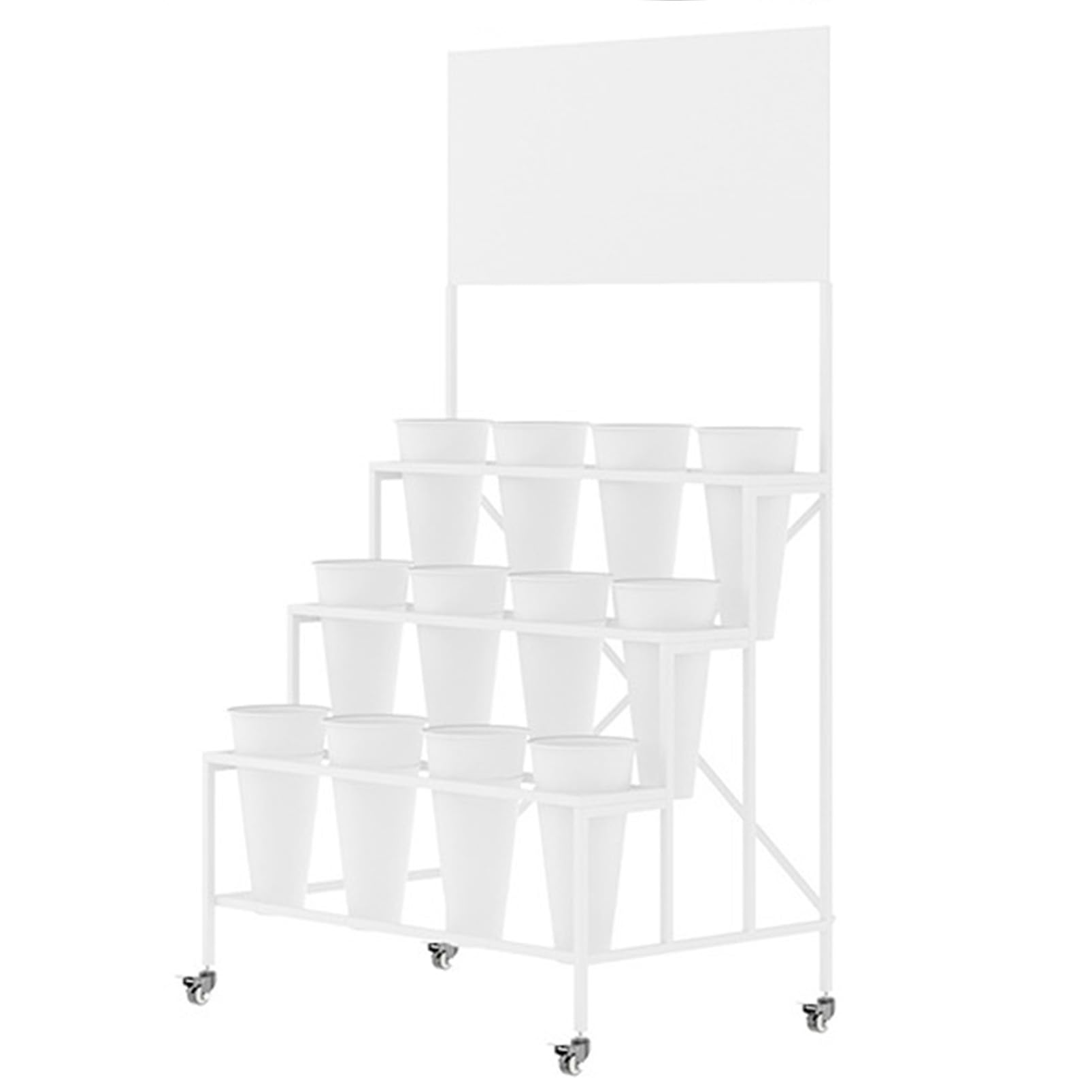 Robusto Carrello portafiori con secchi, scaffale Mobile per Piante su Ruote, Ideale per fioristi, allestimenti per Eventi, espositore per Negozi di Fiori, Carrello in Metallo Versatile