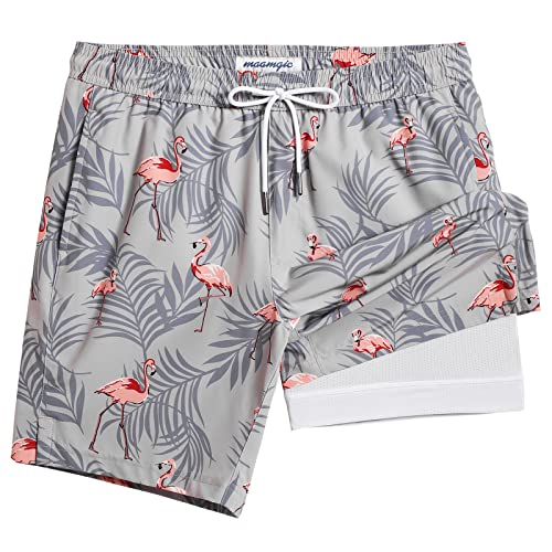 Image of maamgic Mens Swim Trunks with Compression Liner 7 Inch Inseam Mens Bathing Suit Quick Dry Swimming Trunks Swimsuit