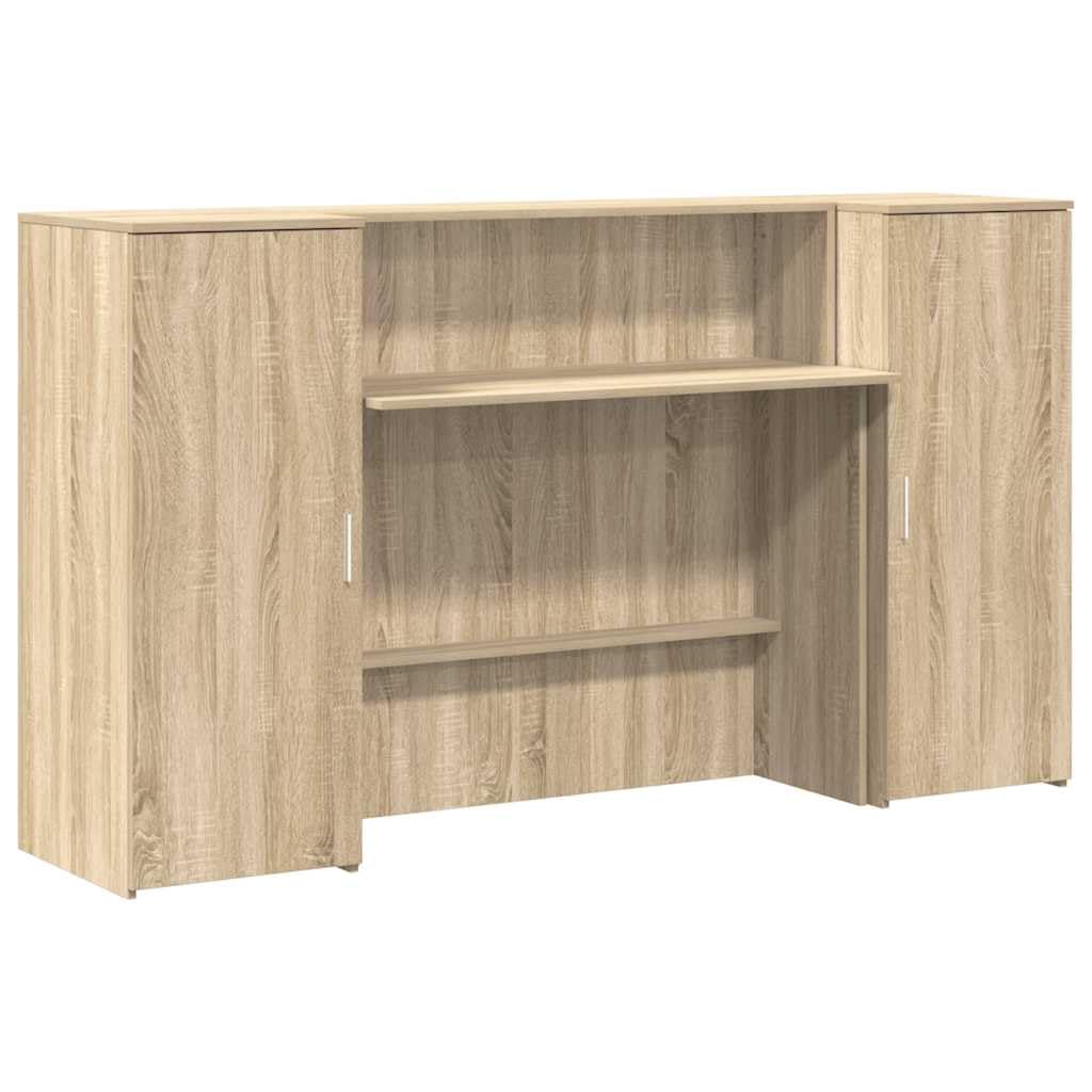 Empfangstheke Sonoma-Eiche 180x50x103,5 cm Holzwerkstoff Set | Dreiteiliger Counter mit viel Stauraum für Büro, Praxis und Salon. Robustes Material in Sonoma-Eichen-Optik.
