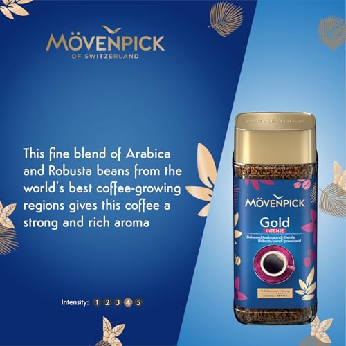 Image of Movenpick Gold Intense Imported Instant Coffee - Classic Instant Powder, With Rich Aroma, Arabica & Robusta Blend, Strong Freeze Dried, Premium Pure Roasted, High Caffeine, Weight 100g