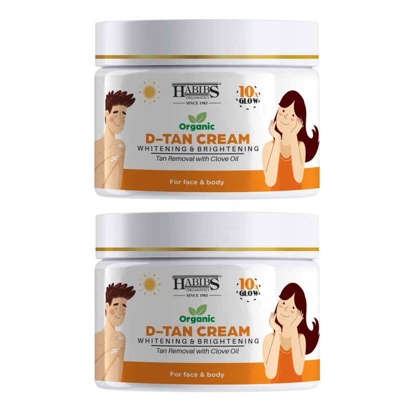 Image of Habibs Professional Natural Care D Tan Pack for Tan Removal Face Pack with Clove Oil & Eucalyptus Oil Lightening & Brightening Skin Anti-D Tan Face Pack for Glowing Skin No Parabens, Sulphates 100GM