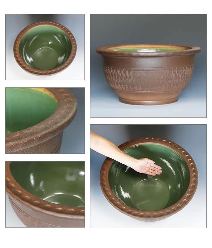 茶道具 信楽 建水 美品(BB476) Amazon | 信楽焼 16号トチリワン型すいれん鉢 睡蓮鉢 スイレン鉢