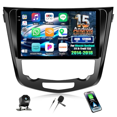 CAMECHO 4+64G 10 Pouces Android 15 Autoradio pour Nissan Qashqai J11 X-Trail T32 2014-2018 avec sans Fil Carplay Android Auto, GPS Radio Écran Tactile HD avec...