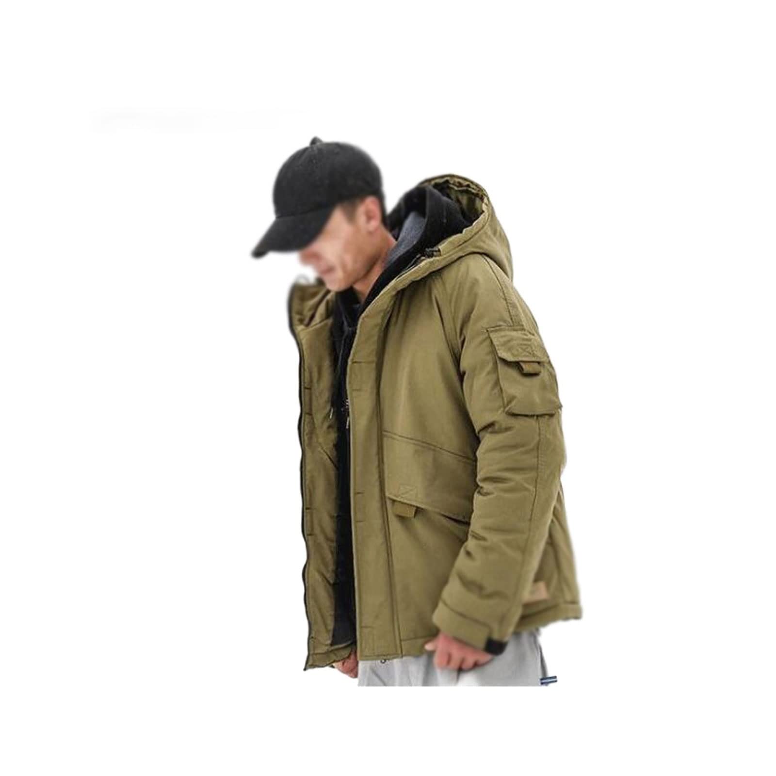 OBUMI Mens down jacket Men Winter Casual Thick Hooded Waterproof Parkas Jacket Coat Men Outwear Pockets Parka Jacket (Size : L)