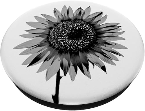 Miniatura 2 de Simple Flower - PopSockets de girasol blanco y negro intercambiable PopGrip