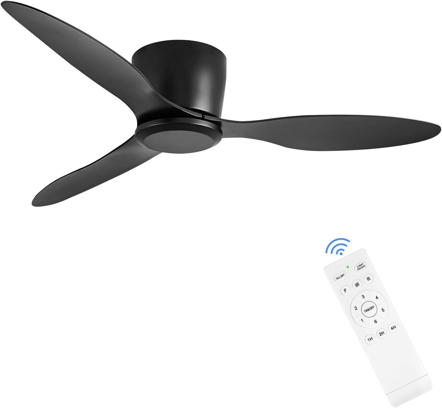 Ceiling Fans No Light with Remote Control Flush Mount 42 Inch Black Low Profile Ceiling Fan Without Lights for Bedroom Kitchen Living Room Outdoor Indoor 6 Speed Reversible DC Motor FCC