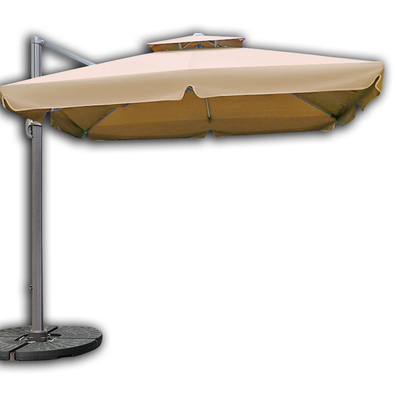 HARICSET Parasol Jardin Sombrilla Terraza Exterior Sombrillas Terraza Sombrilla Jardín Patio con Manivela Manual Resistente al Agua y Protección Solar UV par(Size:3 * 3m(45Lbase),Color:Caqui)