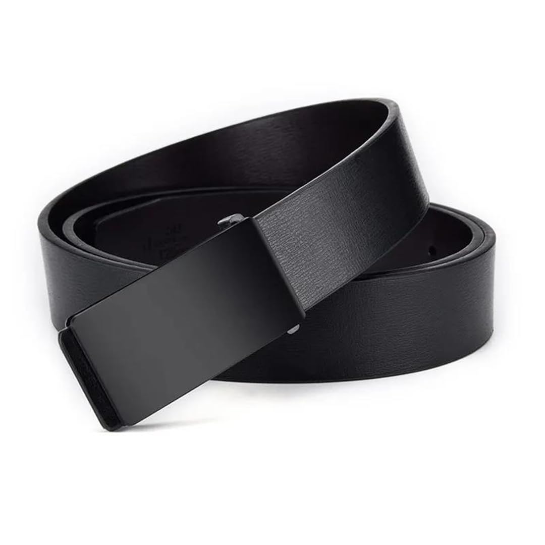 Yeuyyben Cinturón de piel sintética para hombre con hebilla suave, casual, para negocios, color negro