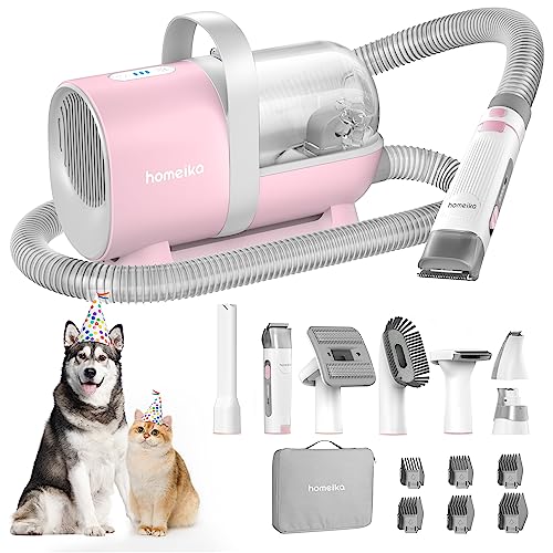 Homeika Pet Grooming Kit & Dog Hair Vacuum 99% Pet Hair Suction, Pet Vacuum Groomer with 8 Pet Grooming Tools, 6 Nozzles, Storage Bag, 1.5L Dust Cup, Nail Grinder/Paw Trimmer for Dogs Cats, Pink Homeika Pet Grooming Kit & Dog Hair Vacuum 99% Pet Hair Suction, Pet Vacuum Groomer with 8 Pet Grooming Tools, 6 Nozzles, Storage Bag, 1.5L Dust Cup, Nail Grinder/Paw Trimmer for Dogs Cats, Pink