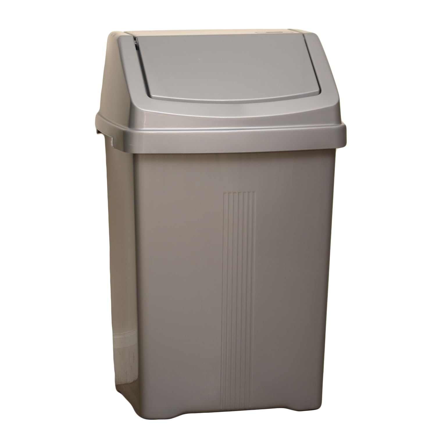 Darthome Silver Plastic Swing Lid Bin Recycling Kitchen Bathroom Rubbish Waste Dustbin (50L)