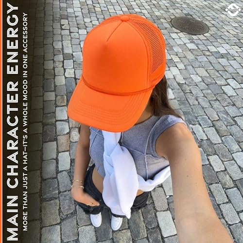 Image of Funky Junque Foam Trucker Hat, Trucker Hats for Women & Men - Blank Adjustable Snapback Mesh Back Baseball Cap