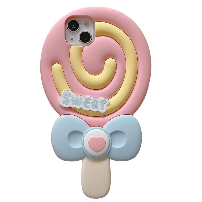 Image of COVERLY for Apple iPhone 12 Pro 3D Cute Cartoon Lollipop Case,Full Protective Case Kawaii Cotton Big Candy Sweetheart Pop Case with Super Sweet Pink Soft Silicone Fashion Aesthetic Cover