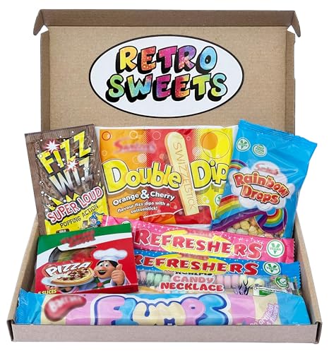 Retro Sweets Gift Box. Packed with Sweet. Hamper Letterbox Gift for Women, Men & Kids. Perfect Present for Get Well Soon, Birthday, Thank You, Fathers Day