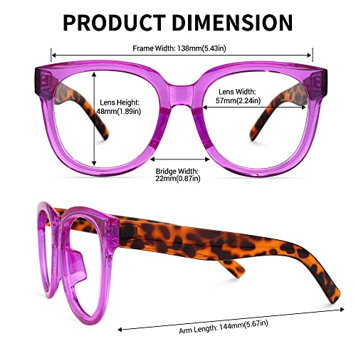 Image of Zeelool Unisex Retro Oversized Square Blue Light Blocking Glasses Harrell ZOP049594-05 Purple