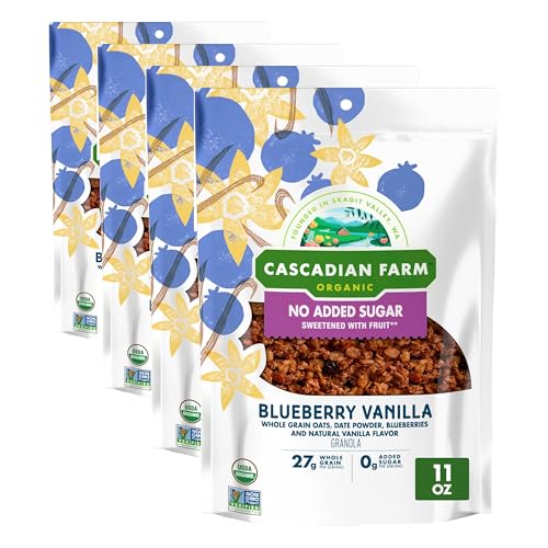 Image of Cascadian Farm, Granola Blueberry Vanilla No Added Sugar, 11 Ounce (Pack of 4)