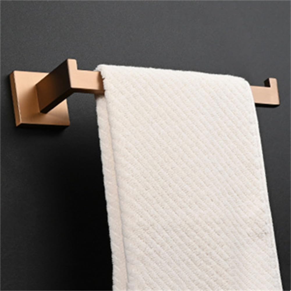 Accesorios de baño de Acero Inoxidable de Oro Rosa Cepillado Toallero Barra de Toalla Anillo de Toalla Gancho para Bata Soporte de Papel higiénico fijado con Tornillo, Anillo de Toalla