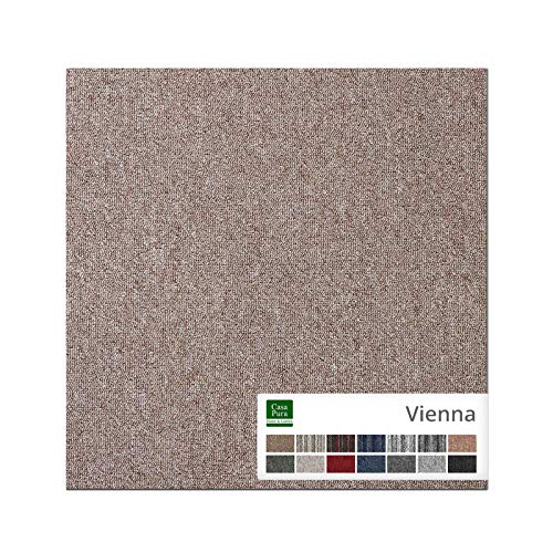 casa pura Carpet Tile Vienna, Loose Lay Carpet Tiles 50x50 cm | Bitumen Back Commercial Floor Carpet Squares for Interior, Carpet Plank Boards, 4 Pieces (1 m²) | Taupe