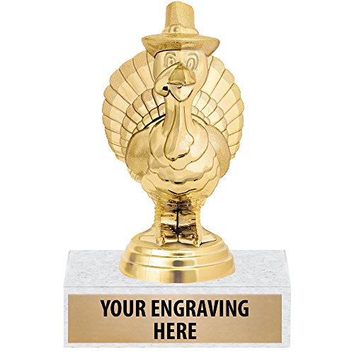 Crown Awards 5.25 Gold Turkey Trophies - Personalized Thanksgiving Turkey Trophy Award