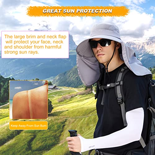 Image of Women Wide Brim Face Mask Sun Hat Detachable Neck Face Flap Ponytail UV Protection Visor Hat Garden Fishing Hiking