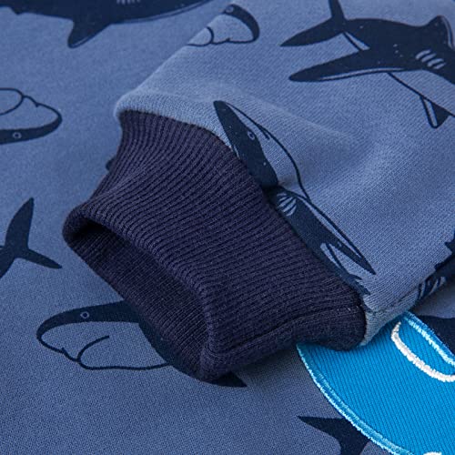 Baby Boys Zip Up Jacket Toddler Shark Hooded Sweatshirt Autumn Winter Coat Kids Hoodies Outerwear Christmas Clothes Gifts Size 4-5 Years 3039-Blue #TOP4