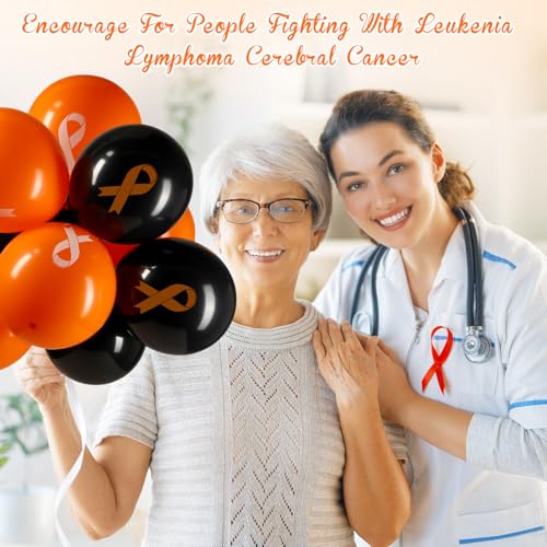 Image of Hungdao 100 Pcs Orange Ribbon Awareness Balloons Leukemia Kidney Cancer ADHD Multiple Sclerosis Hunger Awareness for Public Activity Charity Fundraiser Supplies