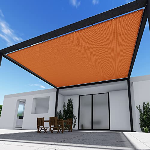 TANG Sunshades Depot 16' x 28' Orange Patio Rectangle Heavy Duty Straight Edge Sun Shade Sail Rectangle Outdoor Shade Cloth Pergola Cover UV Block Fabric 240 GSM - Custom Size