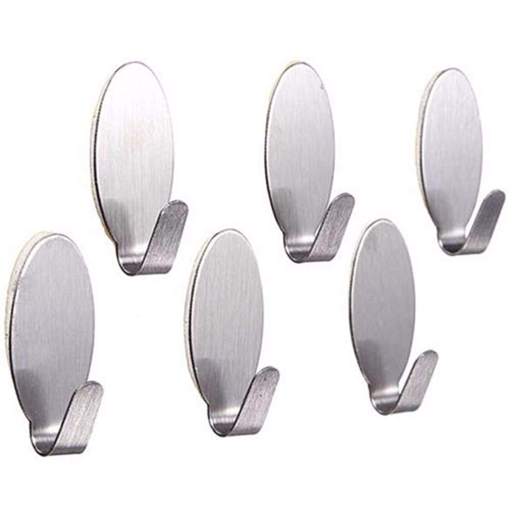 6Pcs Useful Stick On Hook Strong Self Adhesive Sticky Coat Hat Metal Hanger Stainless Steel Hook Adhesive Hook Excellent Quality and Popular