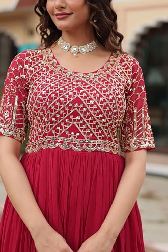 Image of Fashion Basket Georgette Embroidered Anarkali Gown for Women