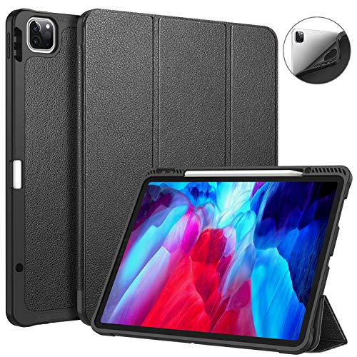 Exclusive Discount 50% Price CaseBot SlimShell Case for iPad Pro 12.9" 4th & 3rd Generation 2020/2018 with Pencil Holder - Smart Stand Soft TPU Back Cover, Support Pencil 2nd Gen Charging & Auto Wake/Sleep, Black