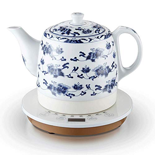 Hervidor eléctrico cerámico azul y blanco 1L