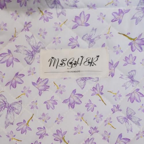 Image of Floral Quilted Cotton Shoulder Bag for Women Daily Use Medium Size Handbag Large Capacity Thickened Design Tote