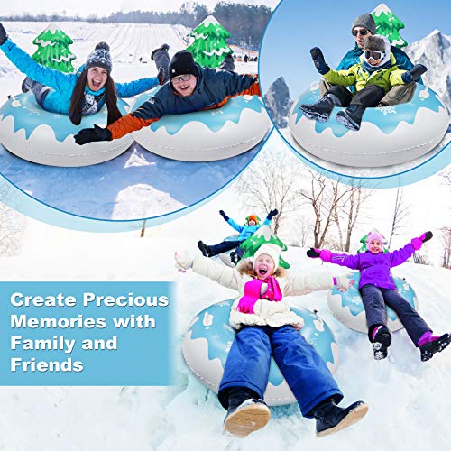 Extra Large 50 Inch Snow Tube with Backrest Tree No More Popped with Thicker K80 Military Grade Material Inflatable Snow Sled for Kids and Adults Durable Sledding Tubes Heavy Duty Inflatable Snow Tube - Thumbnail 2