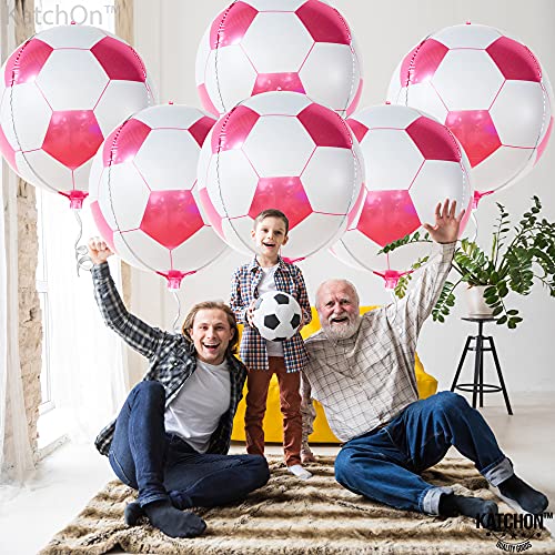 Katchon, Huge 22 Inch Pink Soccer Balloons - Pack Of 6 | Foil Pink Soccer Balloon For Soccer Gender Reveal Decorations | Pink Soccer Party Decorations For Girl | Pink Soccer Birthday Party Supplies #TOP7
