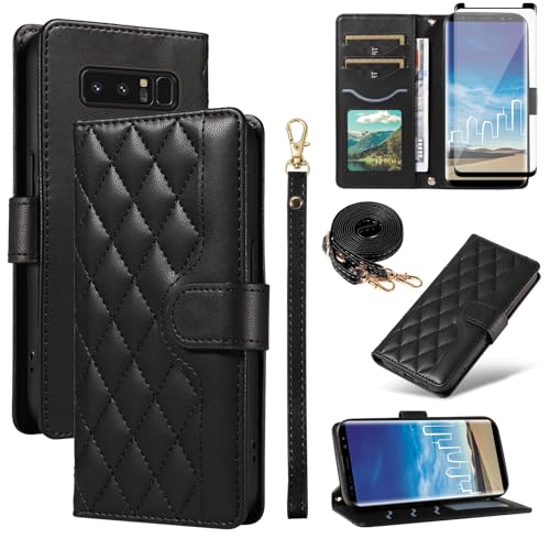 Accessoires Note8 étui portefeuille protection verre trempé Asuwish