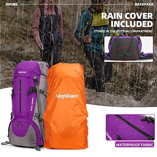 Image of King'sGuard 70L Hiking Backpack with Rain Cover Lightweight Waterproof Travel Camping Backpack Large Backpacking Pack