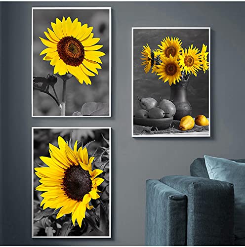 Affiches et gravures tournesol sans cadre KEBIA triptyque 30x45cm