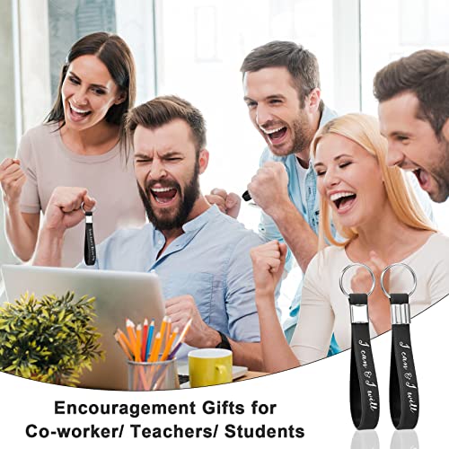 Image of Fumete 24 Pcs Inspirational Keychain Gift Employee Appreciation Gift for Women Motivational Key Rings Thank You Keychain(Black)