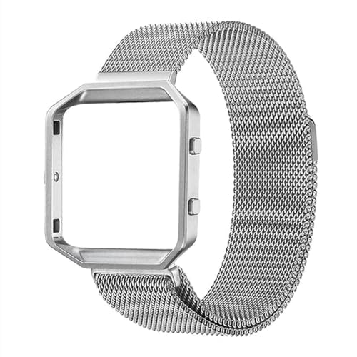 MroTech Correa magnética compatible con Fitbit Blaze pulsera de acero inoxidable con marco, pulsera magnética de repuesto para Blaze pulsera de repuesto con marco de metal para hombres y mujeres,