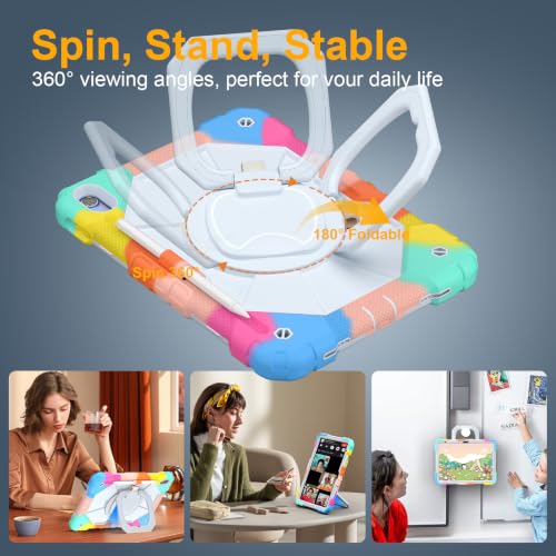 Image of Case for iPad (A16) 11th Generation 11 Inch 2025, Ubearkk for iPad 10th Generation 10.9 inch 2022 case with Screen Protector 360 Degree Rotating Stand Shoulder Strap Pencil Holder, Colorful Beige