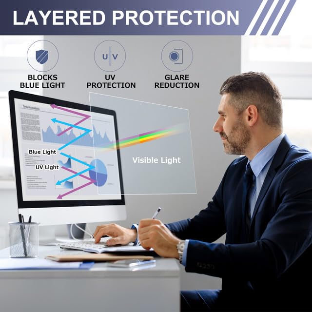 LAMA Film de Protection Anti-Lumière Bleue 27 Pouces Anti-Éblouissement 16:9 (598 x 337 mm)