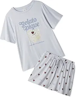 gelato pique(ジェラート ピケ) 【ONLINE限定】【接触冷感】ケーキワンポイントTシャツ&ハート柄ショートパンツセットPWCT262348レディース