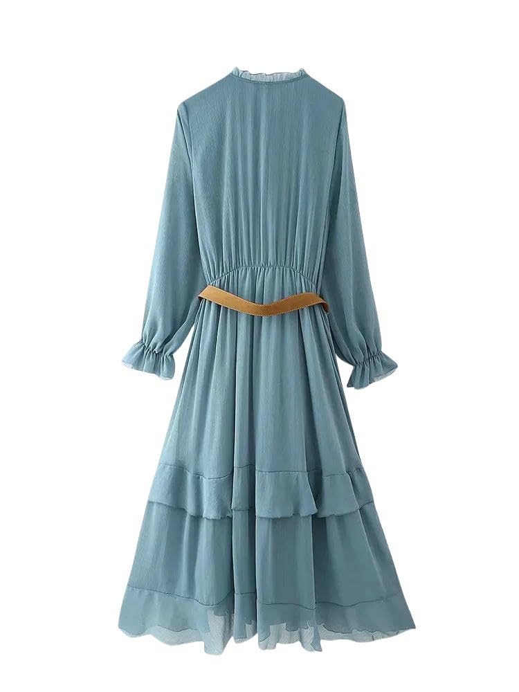 gonne da Donna Gonna Lunga Pieghettata da Donna con Cintura-1-s