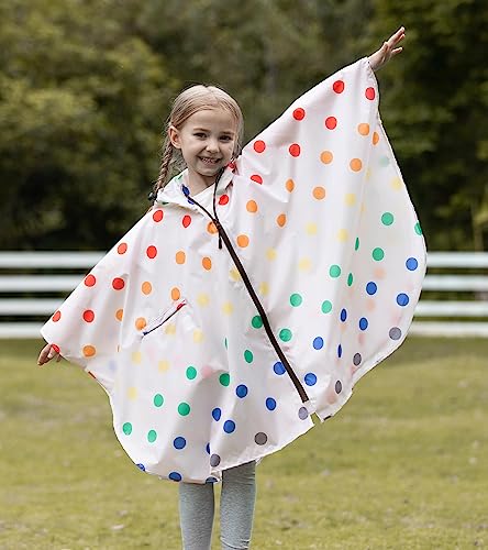Image of SaphiRose Lightweight Kids Rain Poncho Waterproof Jacket Zipper Up Rain Coat