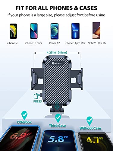 VICSEED Universal Cell Phone Holder for Car [Solid & Durable] Car Phone Holder Mount for Dashboard Windshield Air Vent Long Arm Strong Suction Cell Phone Car Mount Thick Case Heavy Phones Friendly - Thumbnail 4