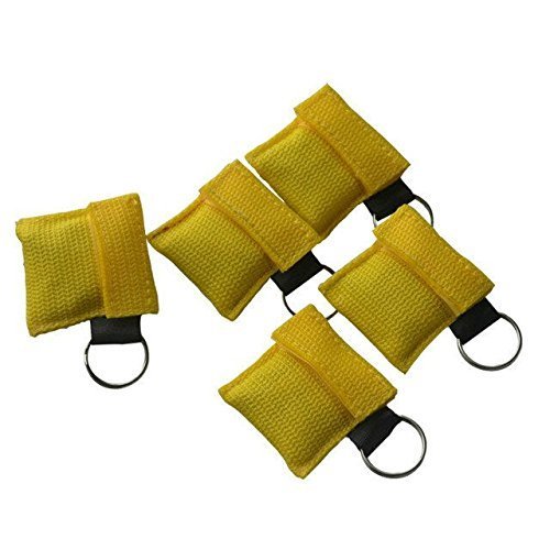 10Pcs/pack CPR MASK KEYCHAIN WITH CPR FACE SHIELD AED Yellow