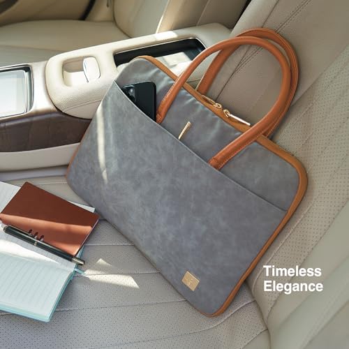 Image of FINGERS LuxuryLink-B1 Elegant Laptop Bag with Stylish Handle (Fits 15 inch Laptops & Tablets, Premium Suede with Leatherette Accents, Splash-Proof & Scratch-Resistant)