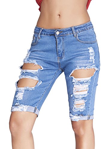 women's destroyed bermuda shorts