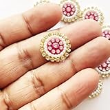 2cm Round Rhinestone Applique Work Patch for Laddu Gopal Dress Making, Saree, Lehenga, Clothes, Blouse, Dress, Jackets, DIY Art Craft Work (Rani, 25PC)