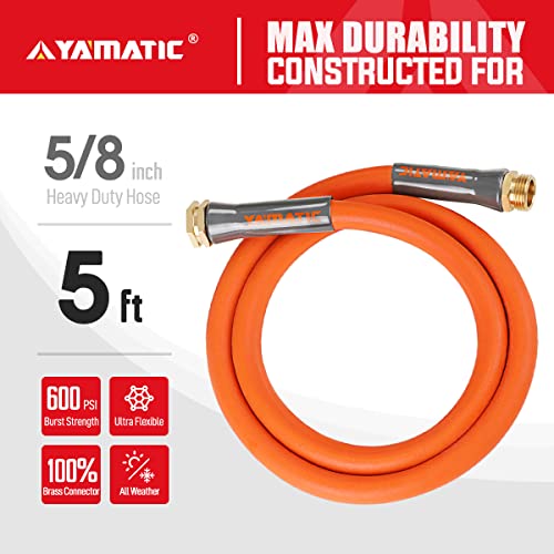 Yamatic Garden Hose 5/8 In X 35 Ft Ultra Flexible Water Hose, Heavy Duty&All-Weather, Burst 600 Psi, 3/4" Ght Connector #TOP2